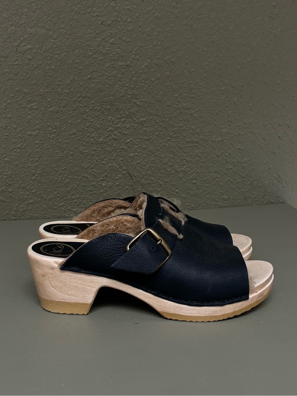 No. 6 Leather and Wood Clogs